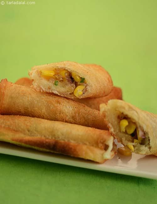 Corn Rolls, Veg Corn Rolls recipe | Tarla Dalal