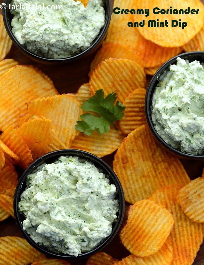 Creamy Coriander and Mint Dip | Tarla Dalal