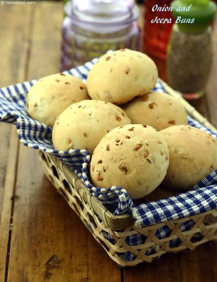 Onion and Jeera Buns recipe, Home made Buns/ Bread | Tarla Dalal