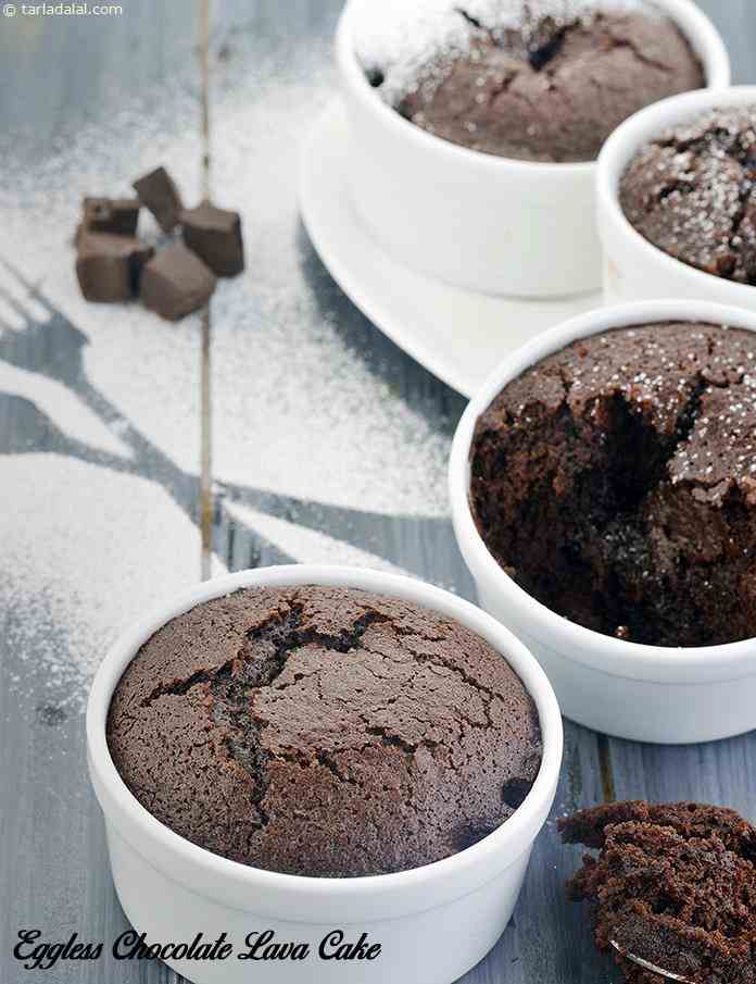 Eggless Chocolate Lava Cake, Whole Wheat Lava Cake | Tarla Dalal