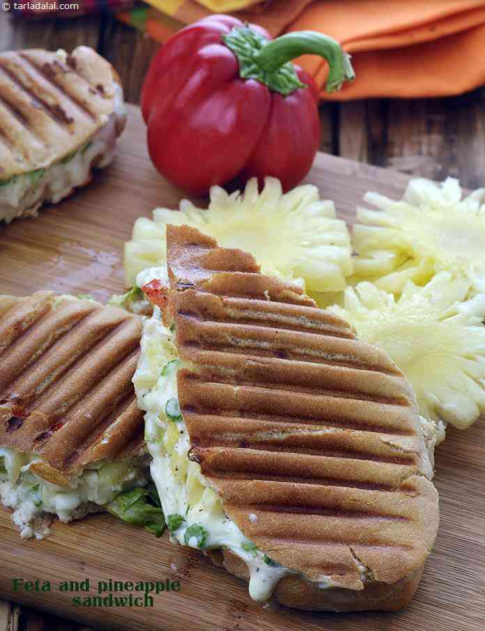 Feta and Pineapple Sandwich | Tarla Dalal