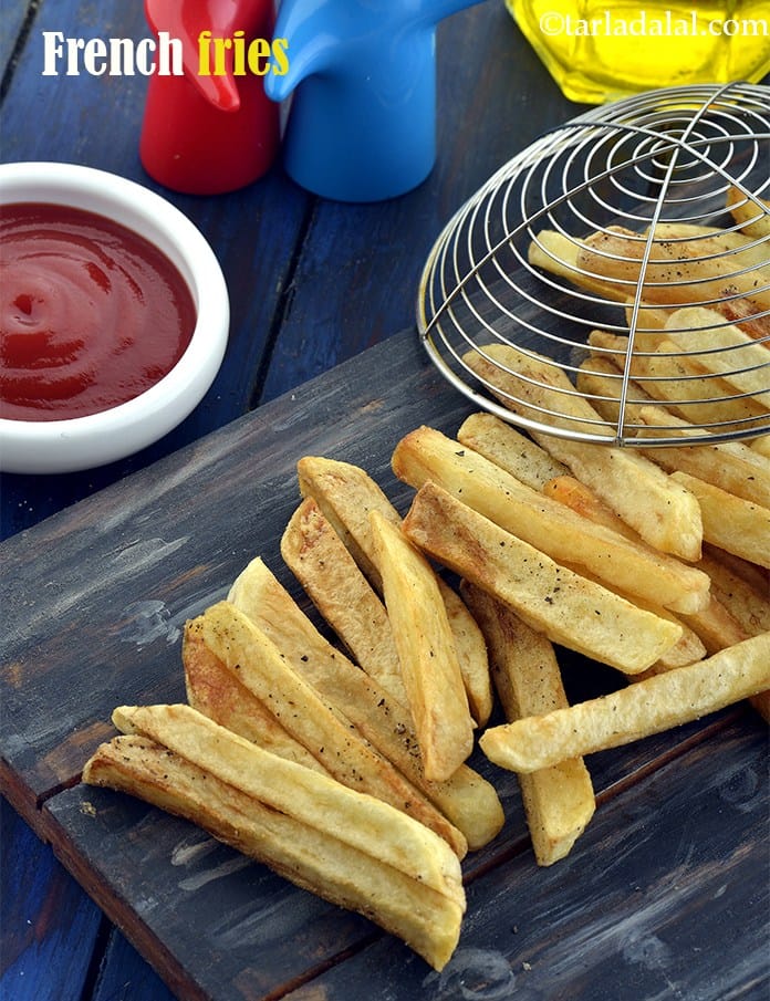 French fries recipe | homemade Indian style French fries | crispy finger chips | how to make crispy French fries | | Tarla Dalal