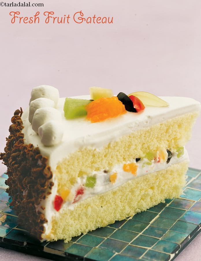 Fresh Fruit Gateau | Tarla Dalal