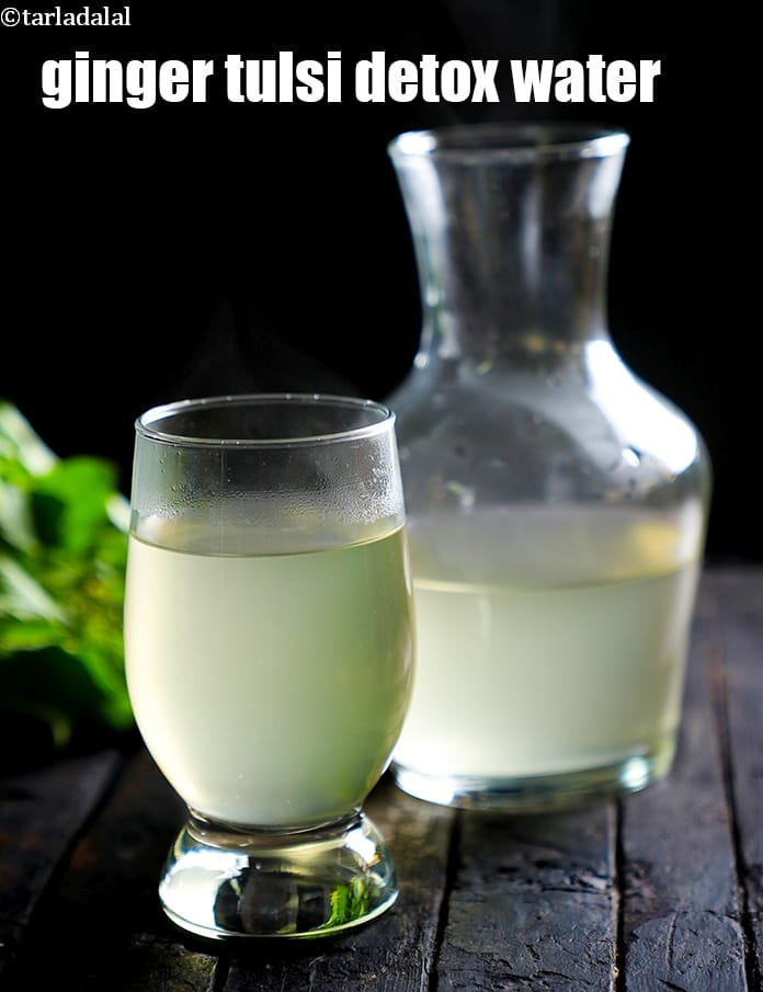 Ginger tulsi detox water recipe | adrak tulsi chai | ginger holy basil water | | Tarla Dalal