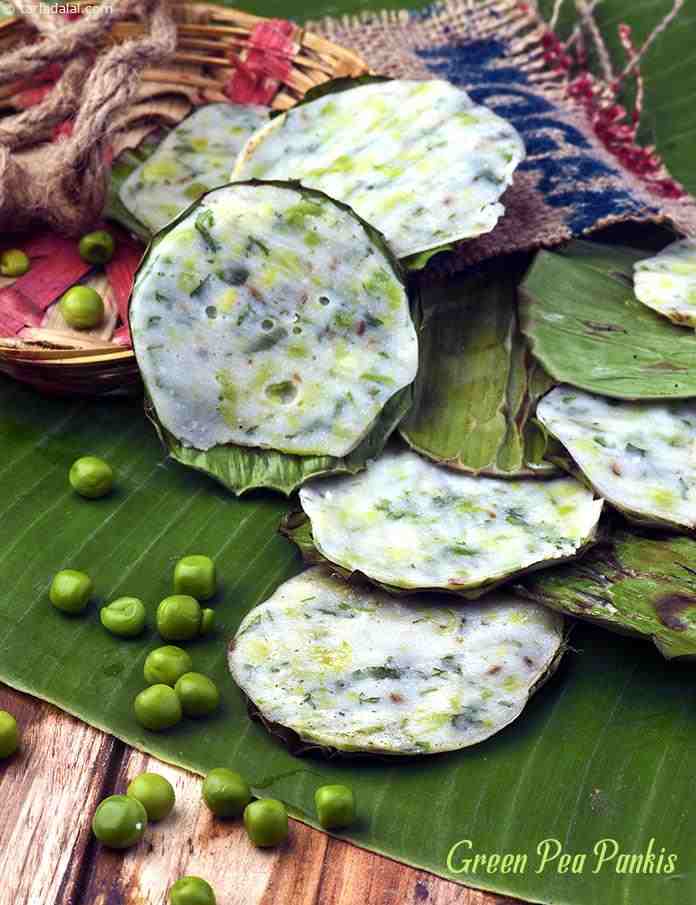 Green Pea Pankis | Tarla Dalal