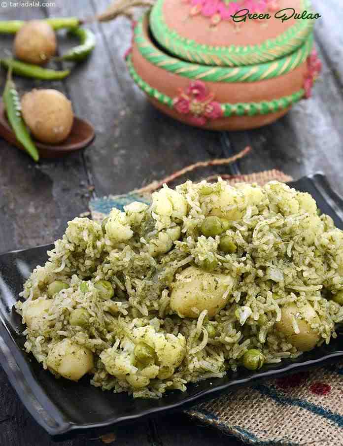 Green Pulao Microwave Recipe | Coriander Rice Microwave |  Coriander Basmati Pulao | | Tarla Dalal