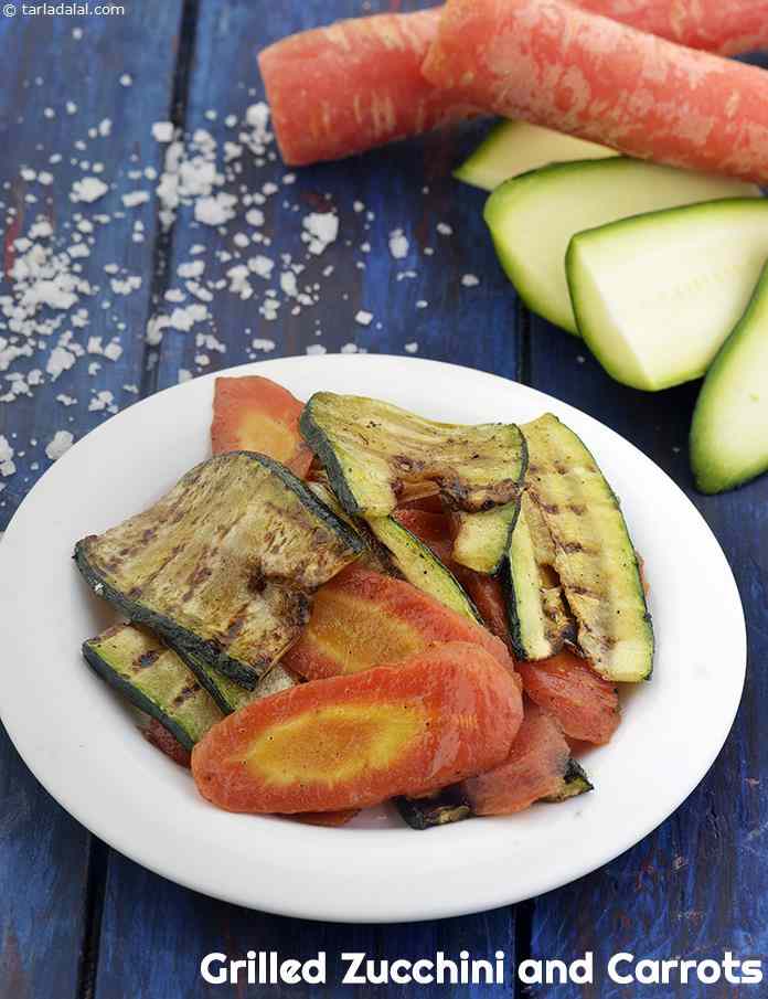 Grilled Zucchini and Carrots | Tarla Dalal