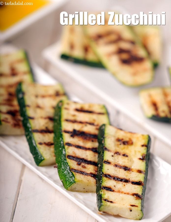 Grilled zucchini recipe | Indian style grilled zucchini | easy garlicky grilled zucchini | | Tarla Dalal