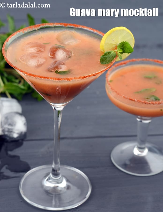 Guava mary mocktail recipe | spicy guava margarita | spiced guava drink | Indian chilli guava juice | | Tarla Dalal