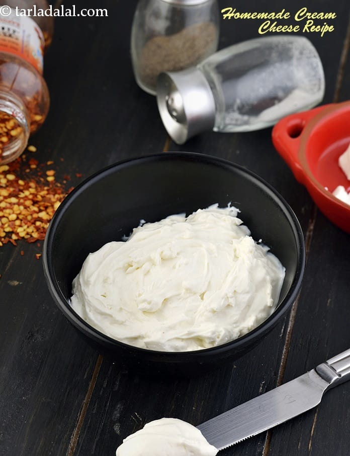 Homemade Cream Cheese Recipe, Made with Paneer and Curd | Tarla Dalal