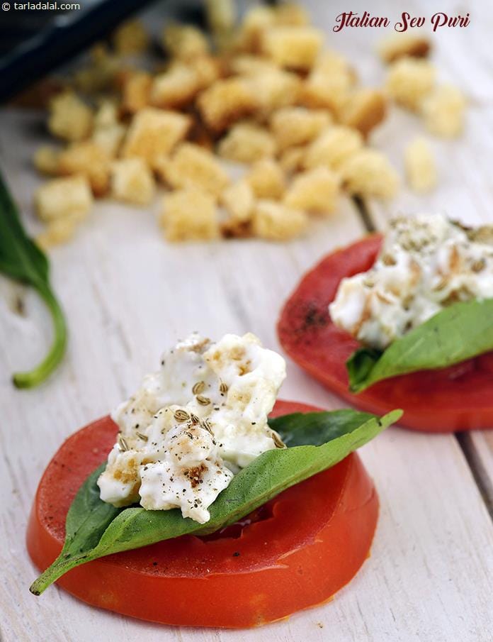 Italian Sev Puri | Tarla Dalal