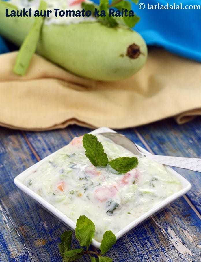 Lauki aur tomato ka raita recipe | tomato bottle gourd raita | healthy low fat raita | | Tarla Dalal
