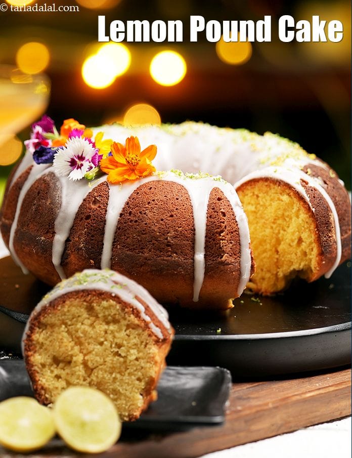 Lemon pound cake recipe | Indian glazed lemon pound cake | lemon pound cake loaf | tea time pound cake | | Tarla Dalal