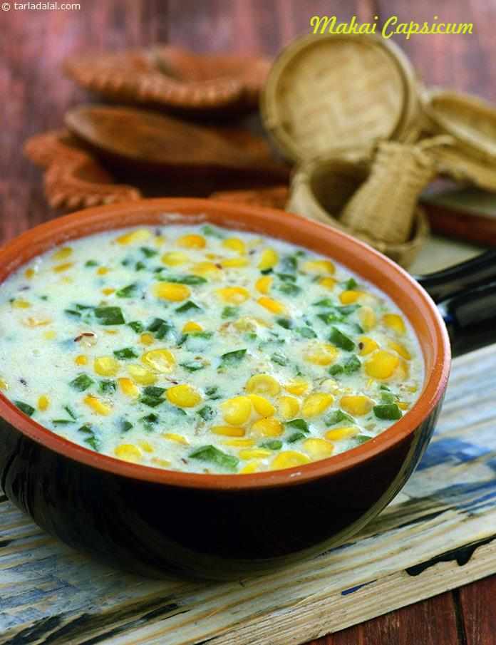 Makai Capsicum ( Gujarati Recipe), Gujrati Recipes | Tarla Dalal