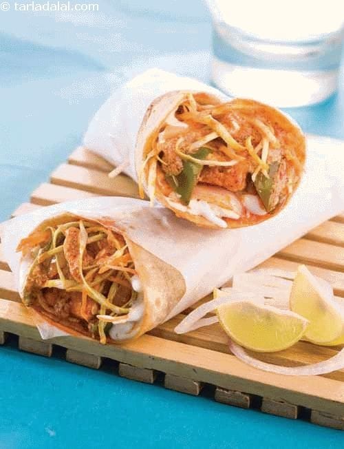 Makhani Paneer Tikka Roll (wraps and Rolls) | Tarla Dalal