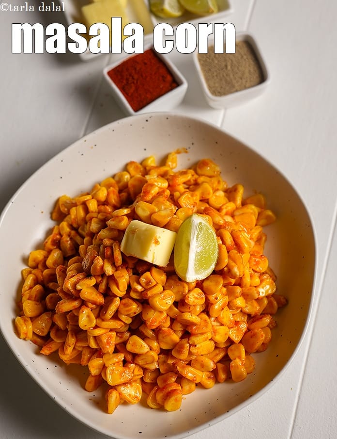 Masala corn recipe | corn chaat | spicy sweet corn chaat | tiffin box snack | | Tarla Dalal