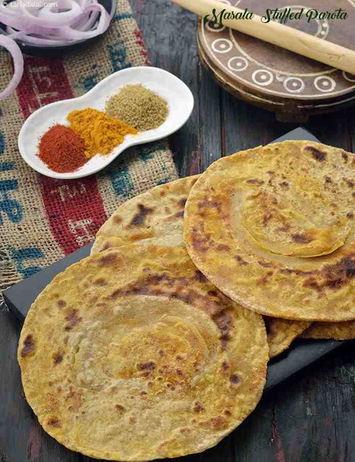 Masala Stuffed Parota, Bengali Low Salt Paratha | Tarla Dalal