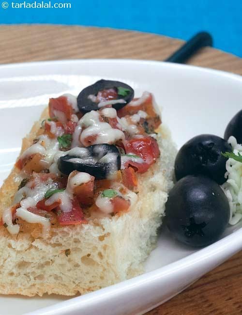 Mediterranean Crostini ( Microwave Recipes) | Tarla Dalal