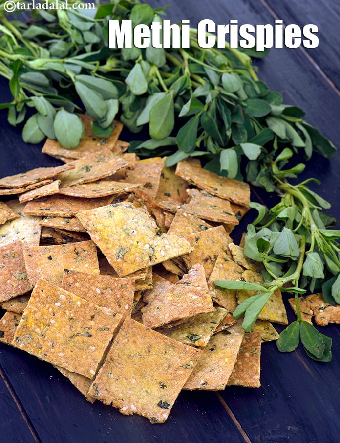 Methi crispies recipe | baked methi namakpara | fenugreek crispies | healthy Indian jar snack | | Tarla Dalal