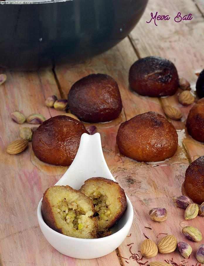 Meva Bati, Rajasthani Mawa Bati Recipe | Tarla Dalal