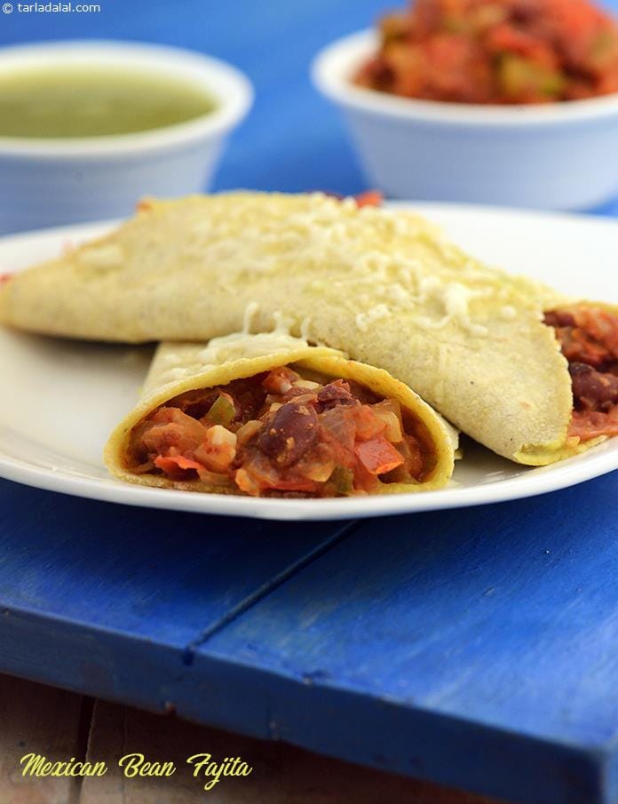 Mexican Bean Fajita ( Healthy Snacks ) | Tarla Dalal