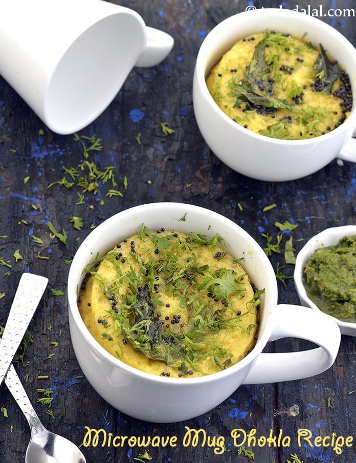 Microwave mug dhokla recipe | microwave khaman dhokla in mug | how to make mug dhokla in microwave | soft spongy dhokla in 2 minutes in microwave | | Tarla Dalal