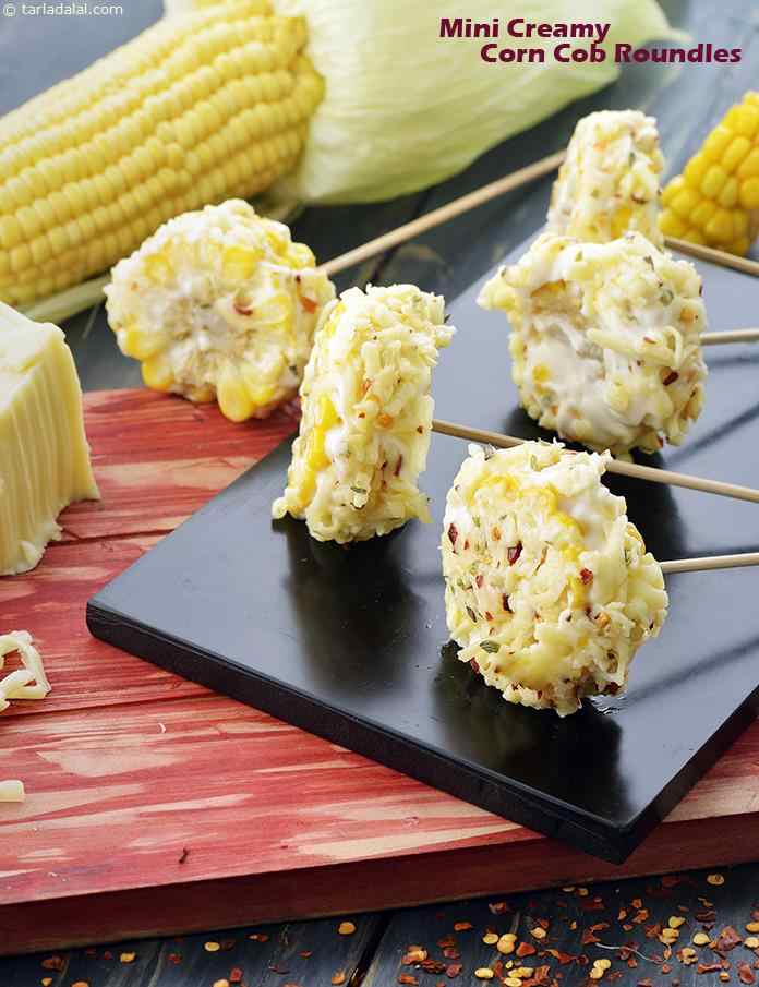 Mini Creamy Corn Cob Roundels | Tarla Dalal