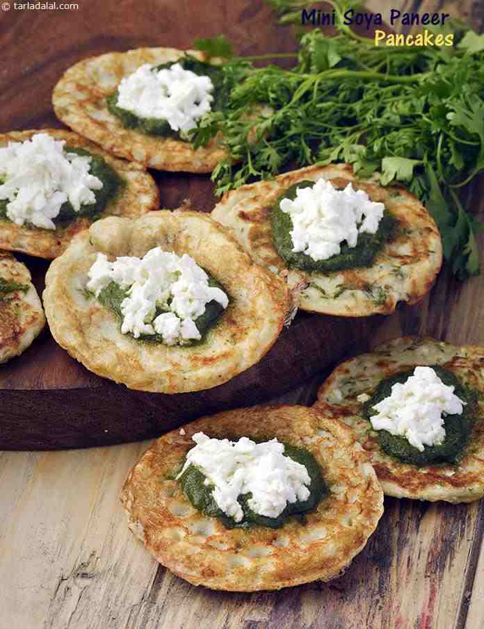 Mini Soya Paneer Pancakes ( Healthy Starter Recipe ) | Tarla Dalal