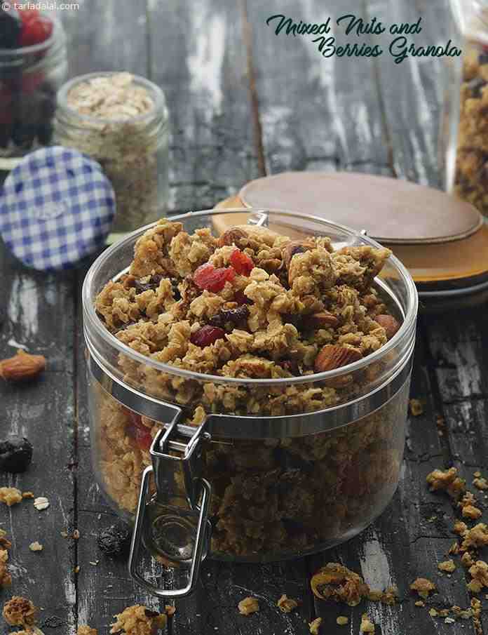 Mixed Nut and Berries Granola | Tarla Dalal