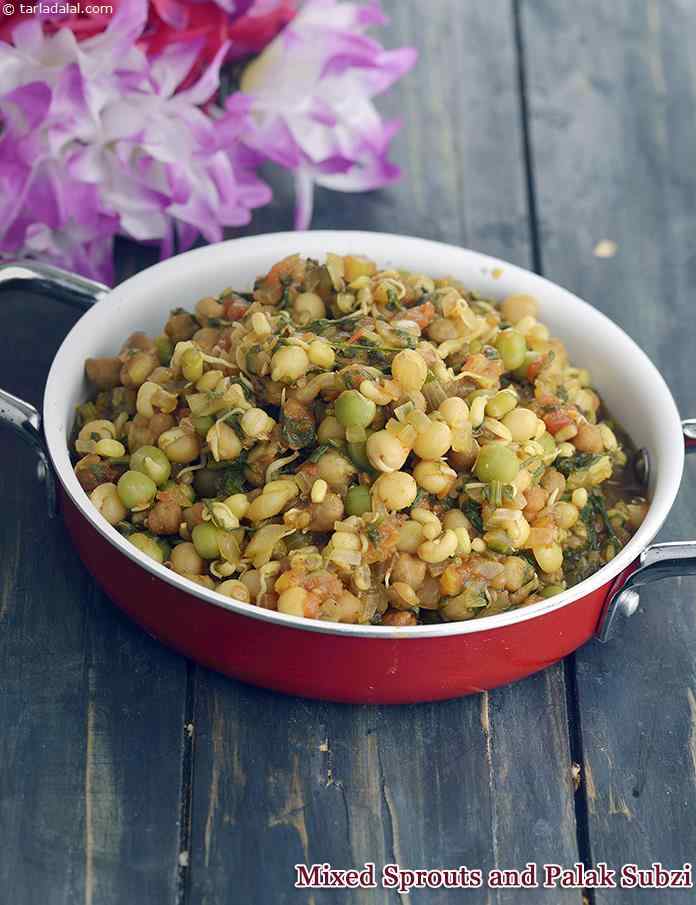 Mixed Sprouts and Palak Subzi | Tarla Dalal