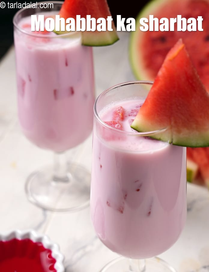 Mohabbat ka sharbat recipe | watermelon rose drink | Delhi famous sharbat | | Tarla Dalal