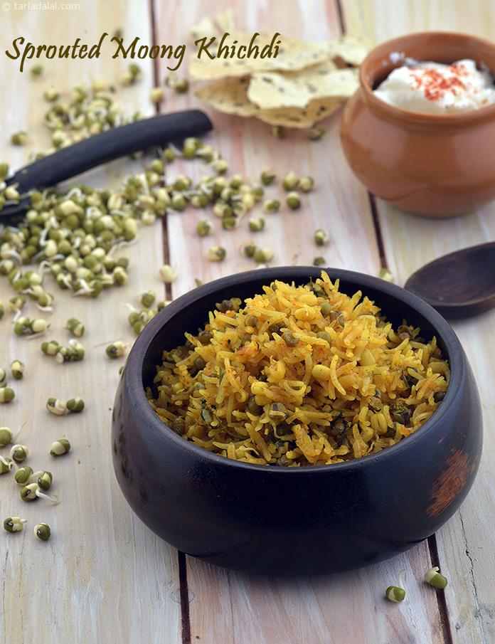 Sprouted moong khichdi recipe | microwave sprouted moong khichdi | quck and easy Indian khichdi | | Tarla Dalal