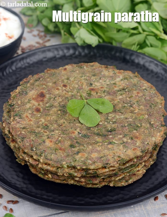Multigrain paratha recipe | Indian multiflour paratha | healthy multigrain methi paratha | | Tarla Dalal