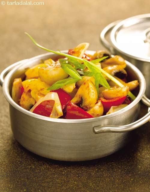 Mushroom Malaka Stir-Fry | Tarla Dalal