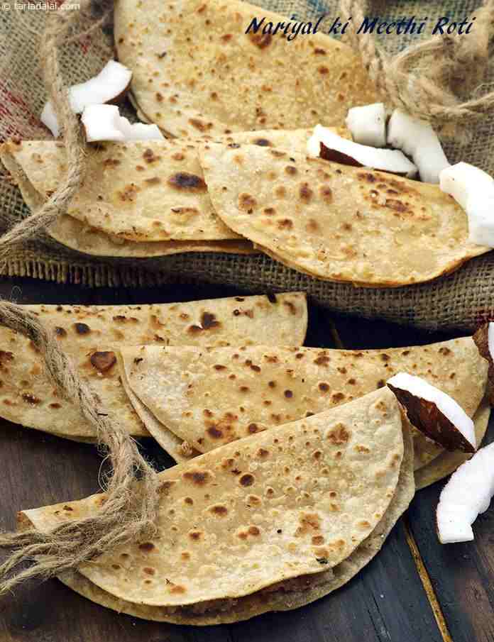 Nariyal ki Meethi Roti, Sweet Coconut Roti | Tarla Dalal