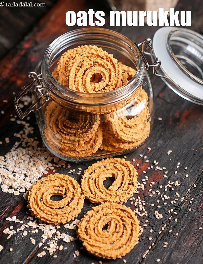 Oats murukku recipe | baked oats murukku | oats whole wheat flour chakli | | Tarla Dalal