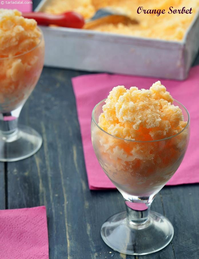 Orange Sorbet, Orange Slush with Condensed Milk | Tarla Dalal