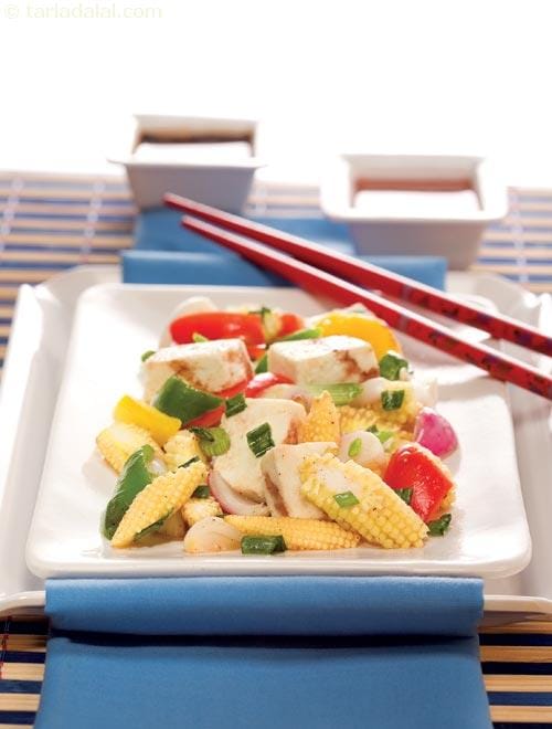 Paneer and Baby Corn Stir- Fry ( Chinese Cooking ) | Tarla Dalal
