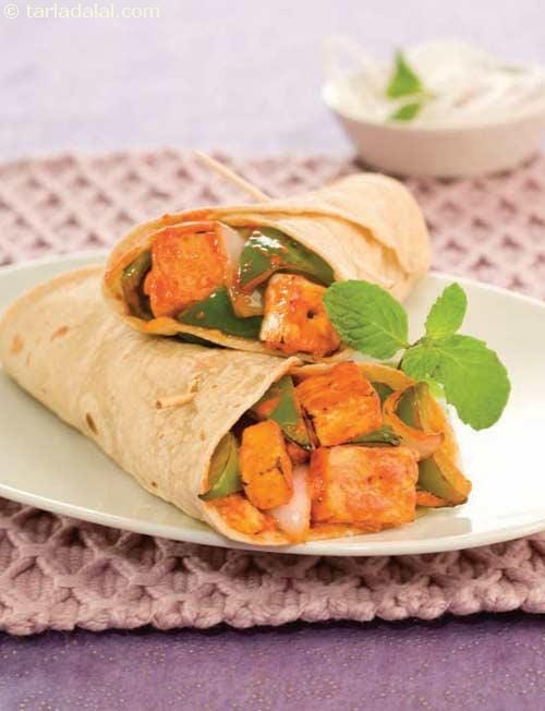 Paneer Tikka Wrap | Tarla Dalal
