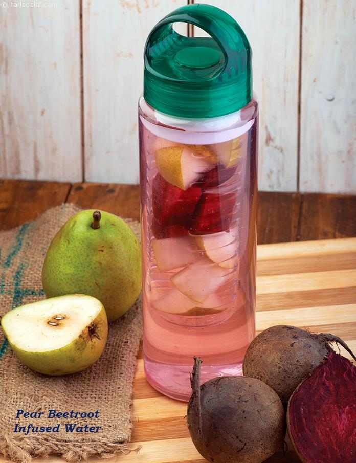 Pear Beetroot Infused Water | Tarla Dalal