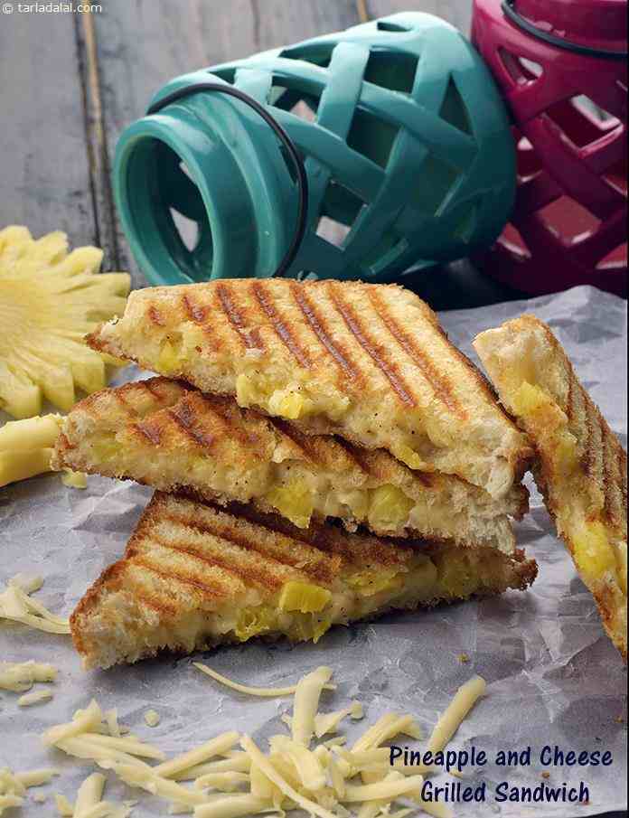 Pineapple and Cheese Grilled Sandwich | Tarla Dalal