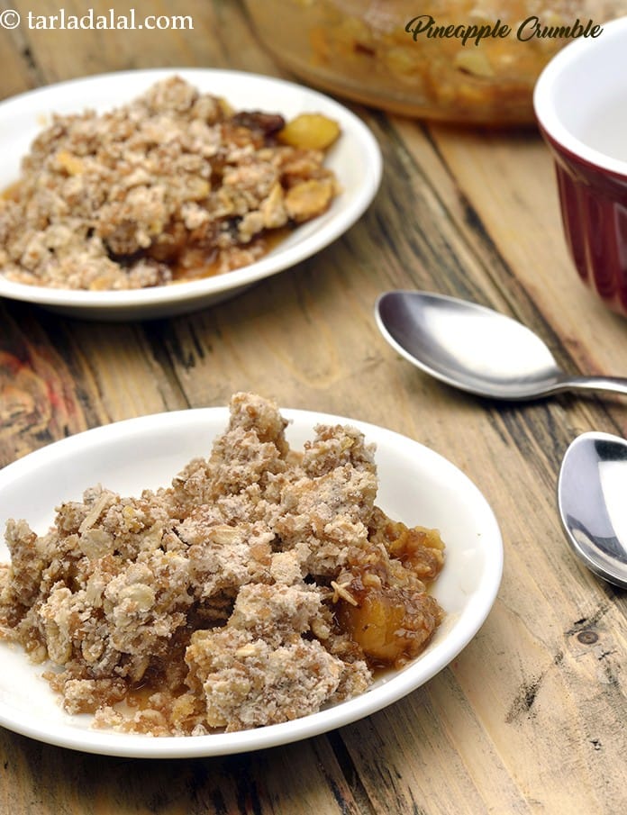 Pineapple Crumble, Fresh Pineapple Crumble | Tarla Dalal