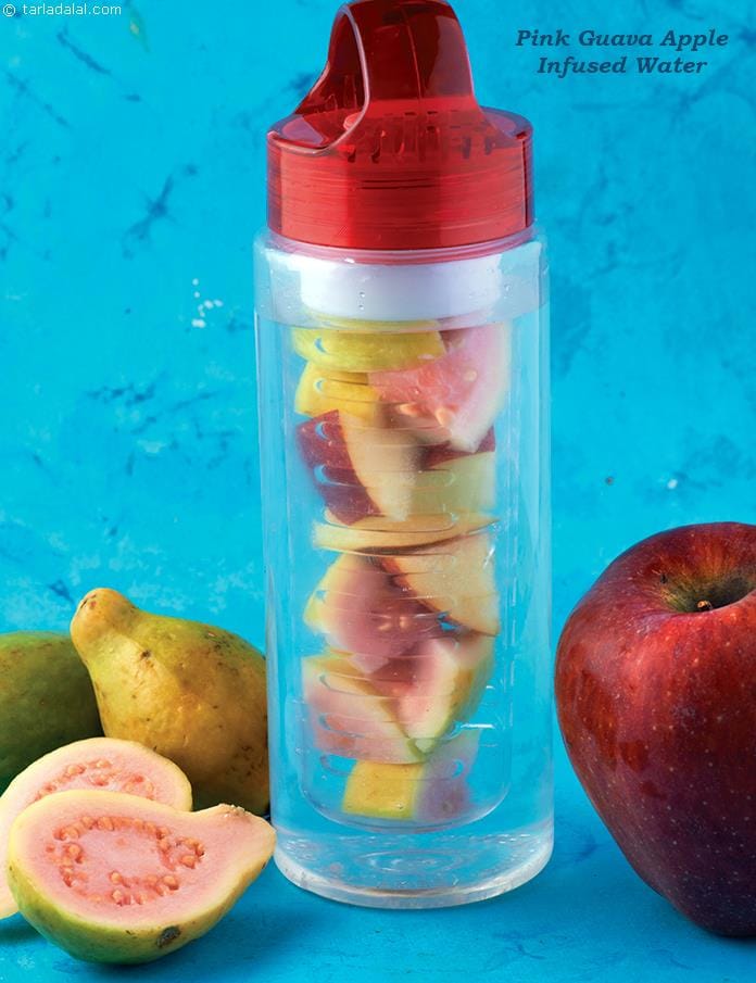 Pink Guava Apple Infused Water | Tarla Dalal
