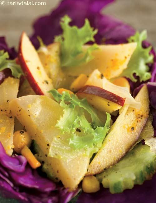 Potato, Lettuce and Apple Salad in French Dressing recipe, Party Recipes, Entertaining Recipes | Tarla Dalal