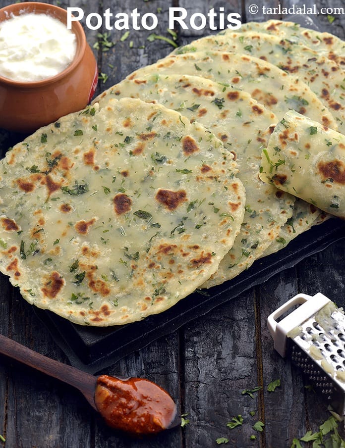 Potato Rotis recipe, Indian potato roti | aloo roti made with plain flour | Tarla Dalal