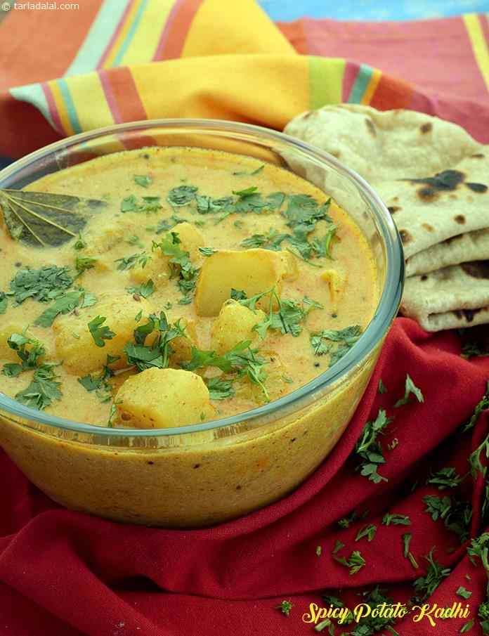 Spicy Potato Kadhi | Tarla Dalal