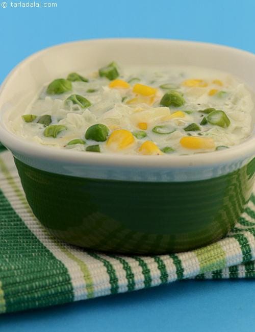 Quick Creamy Vegetable Soup ( Microwave Recipe ) | Tarla Dalal