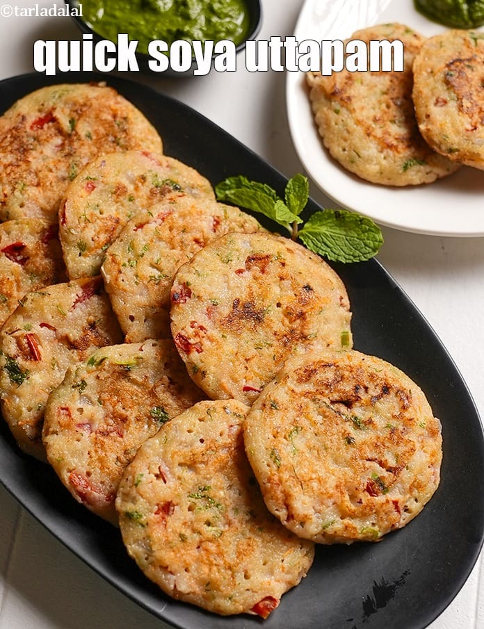 Quick soya uttapam recipe | soy vegetable uttapam | Indian soy pancake |? | Tarla Dalal