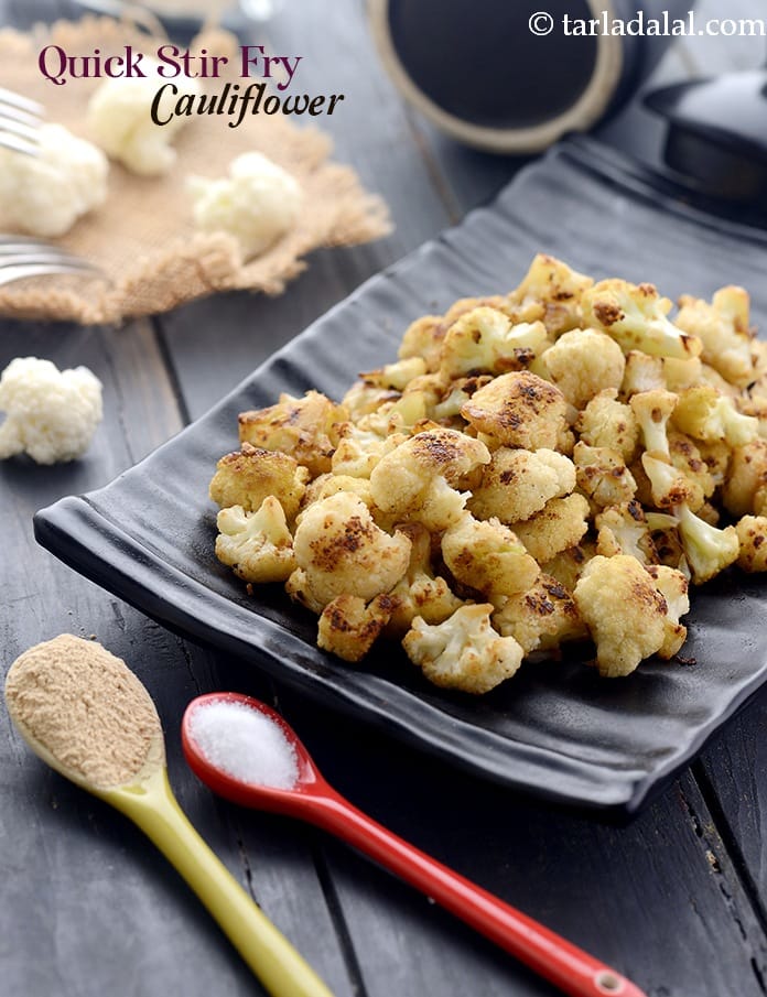 Indian cauliflower stir fry recipe | 15 minute cauliflower stir fry | healthy cauliflower stir fry | low carb cauliflower stir fry | | Tarla Dalal