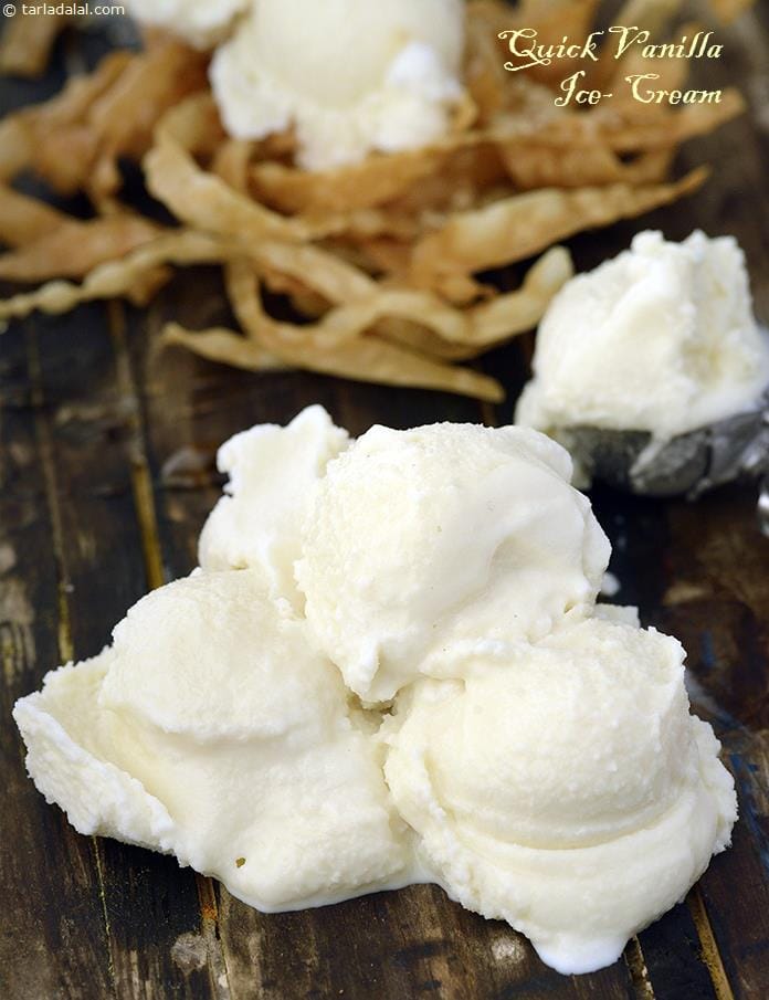Quick Vanilla Ice- Cream | Tarla Dalal
